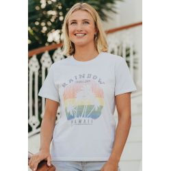T-shirt Vintage Femme Blanc Rainbow
