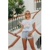 T-shirt Vintage Femme Blanc Rainbow