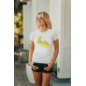 T-Shirt Vintage Femme Blanc Vague Jaune