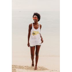 Débardeur Vintage Femme Blanc Guitare Gold