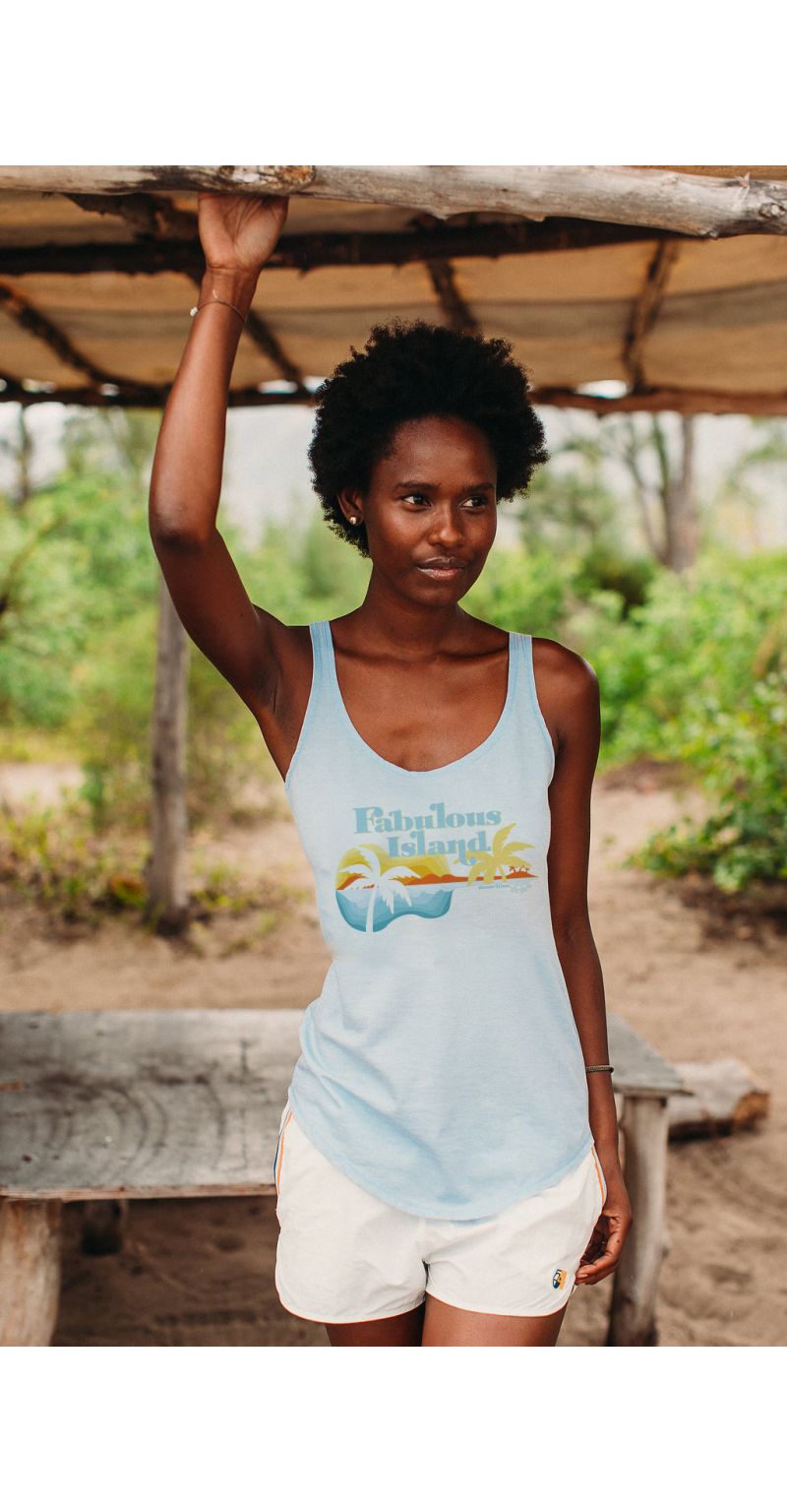 Débardeur Vintage Femme Ciel Guitare Bleu